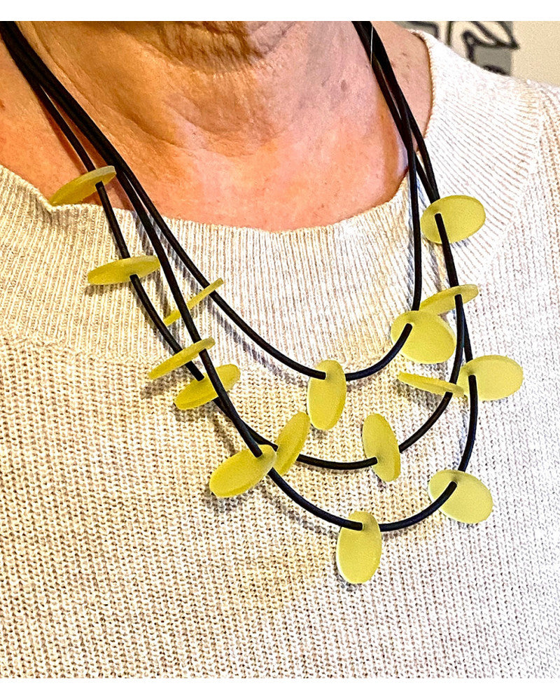 LYDIA BREMER NECKLACE- LB 23B3R- 3 Layered Disks- YELLOW