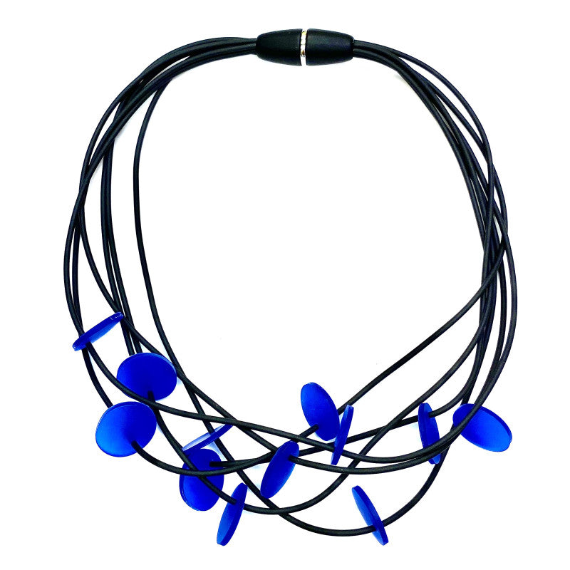 LYDIA BREMER NECKLACE- LB DISKS 23B6R- COBALT