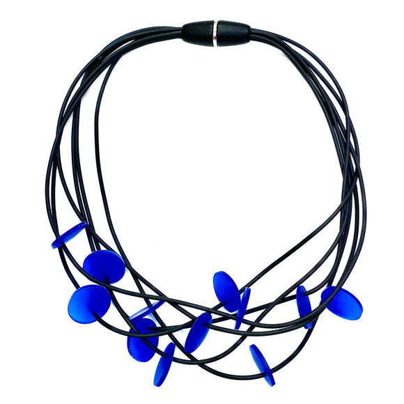 LYDIA BREMER NECKLACE- LB DISKS 23B6R- COBALT