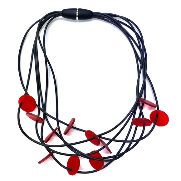 LYDIA BREMER NECKLACE- LB DISKS 23B6R- RED