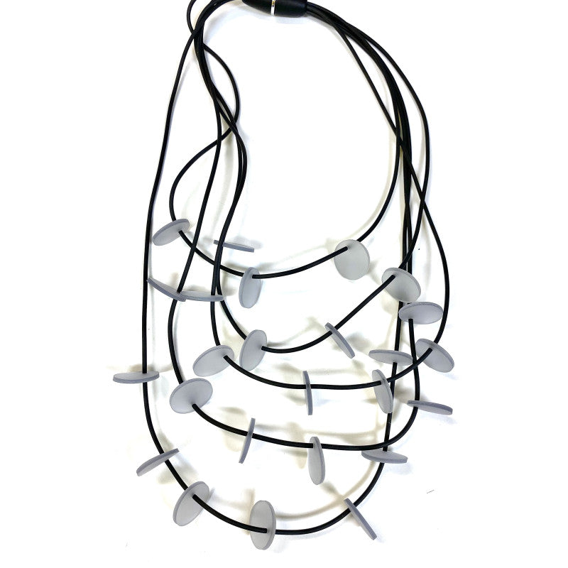 LYDIA BREMER NECKLACE- LB 23B5R- 5 Layered Disks- CRYSTAL