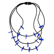 LYDIA BREMER NECKLACE- LB 23B3R- 3 Layered Disks- COBALT