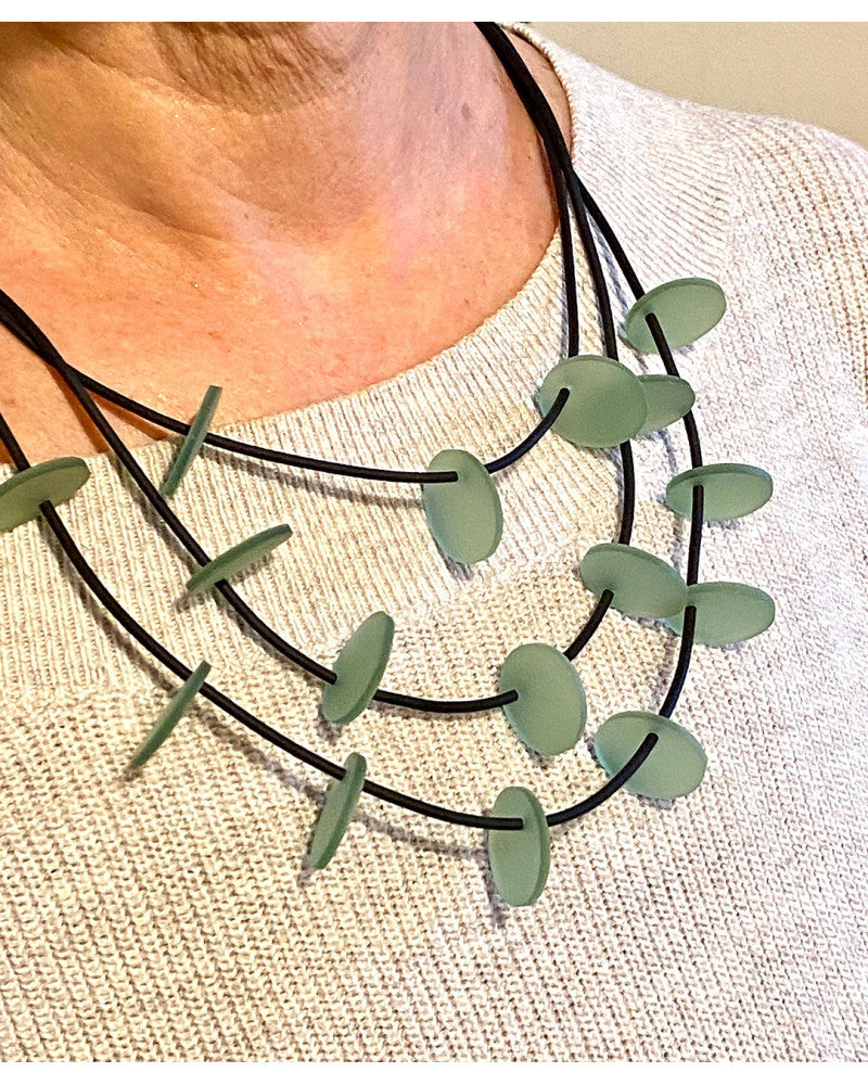 LYDIA BREMER NECKLACE- LB 23B3R- 3 Layered Disks- FRESH MINT