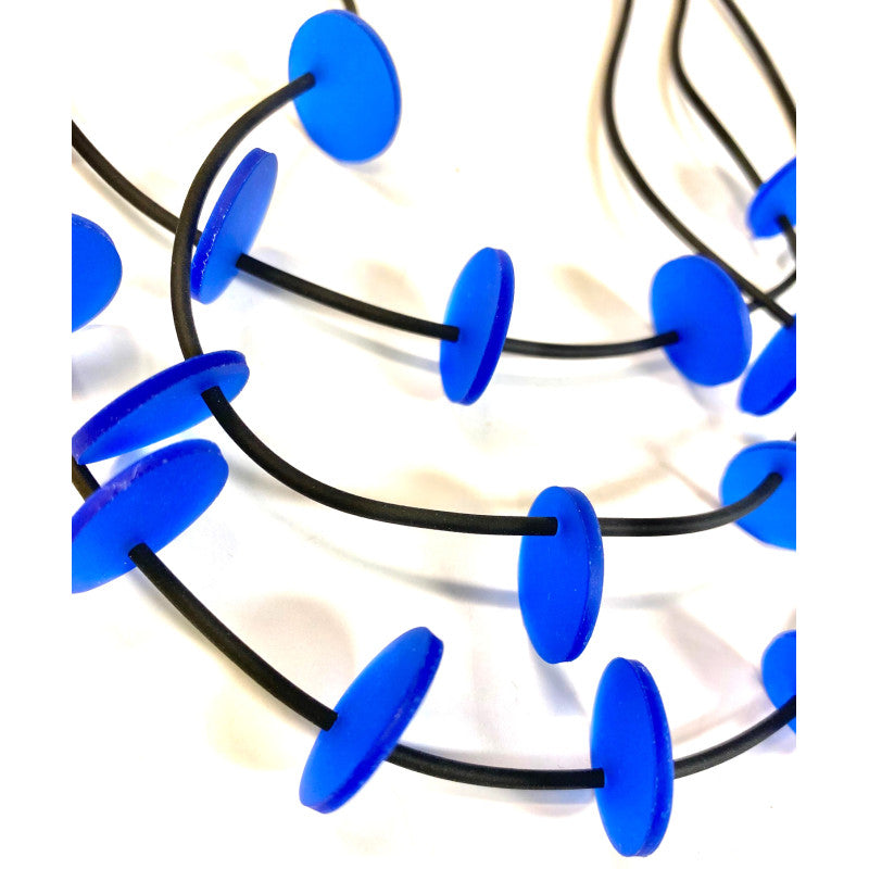 LYDIA BREMER NECKLACE- LB 23B3R- 3 Layered Disks- COBALT