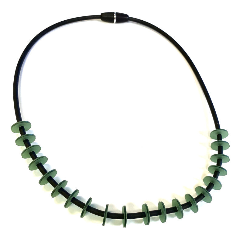 LYDIA BREMER NECKLACE- Coins 22"-  OLIVE