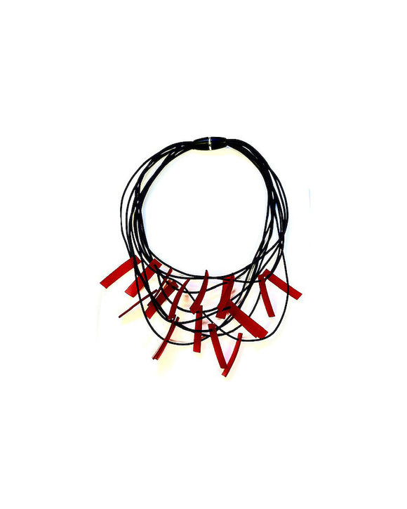 LYDIA BREMER NECKLACE- LB Sticks- RED