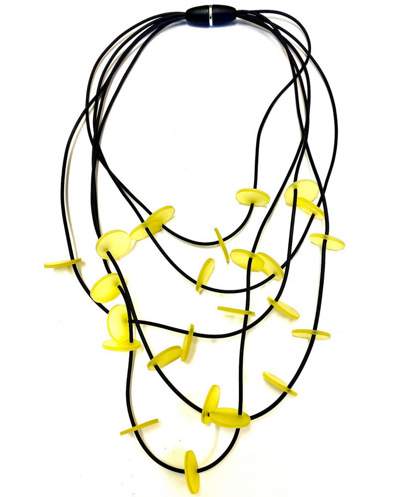 LYDIA BREMER NECKLACE- LB 23B5R- 5 Layered Disks- YELLOW