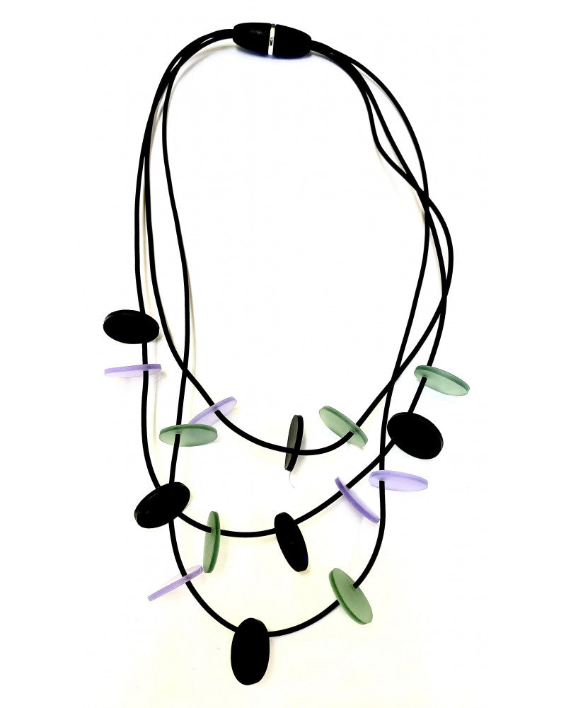 LYDIA BREMER NECKLACE- LB 23B3R- 3 Layered Disks- COMBO L