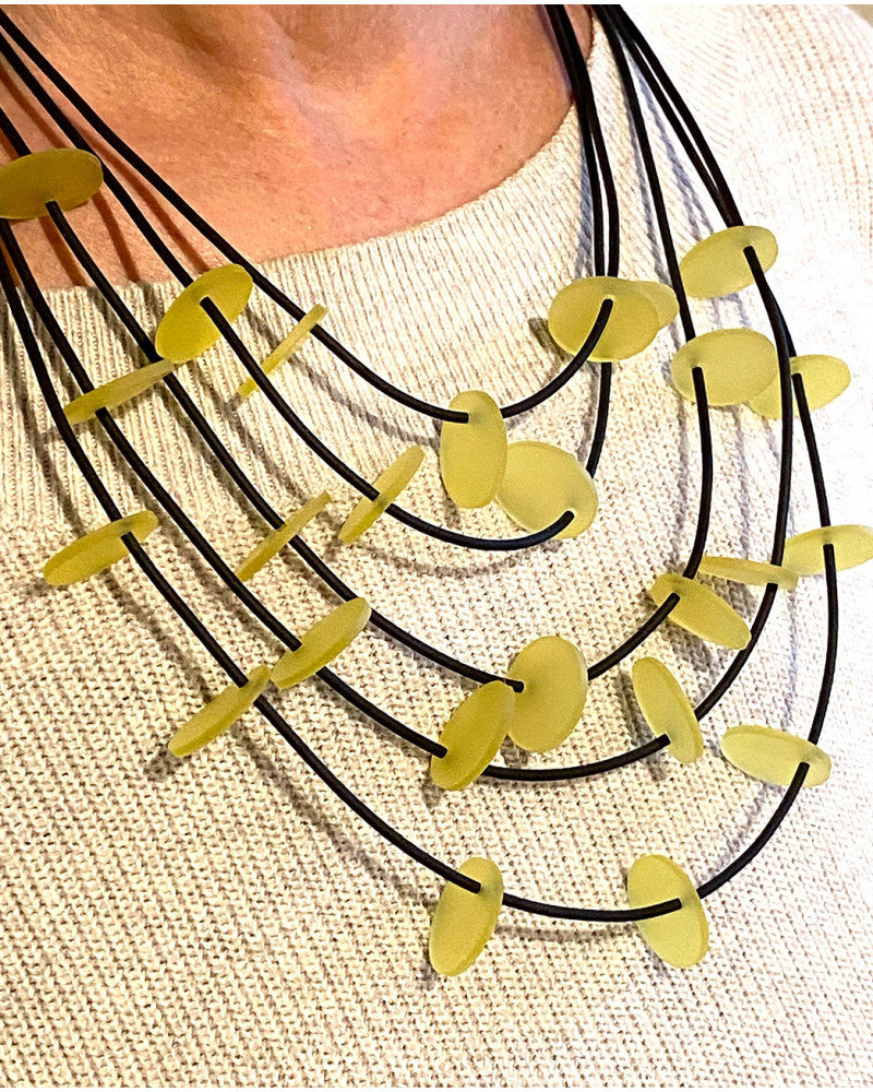 LYDIA BREMER NECKLACE- LB 23B5R- 5 Layered Disks- YELLOW