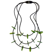 LYDIA BREMER NECKLACE- LB 23B3R- 3 Layered Disks- OLIVE