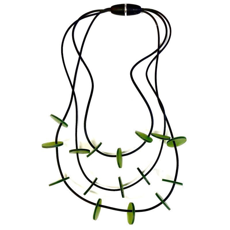 LYDIA BREMER NECKLACE- LB 23B3R- 3 Layered Disks- OLIVE