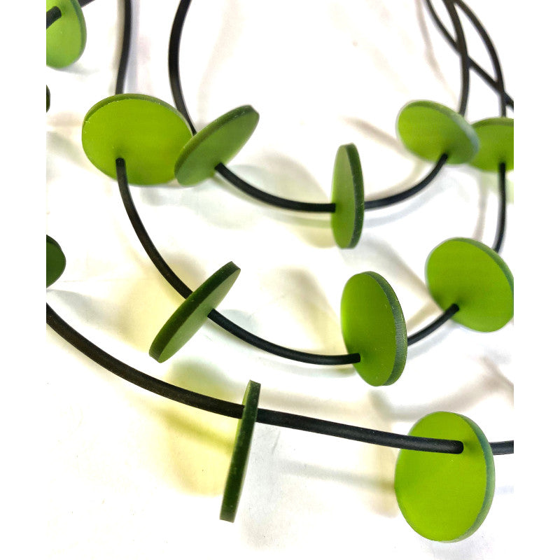 LYDIA BREMER NECKLACE- LB 23B3R- 3 Layered Disks- OLIVE