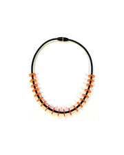 LYDIA BREMER NECKLACE- Coins 22"-  ORANGE