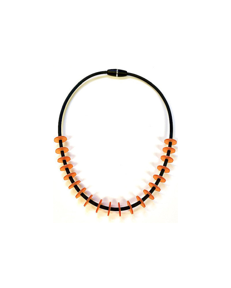 LYDIA BREMER NECKLACE- Coins 22"-  ORANGE