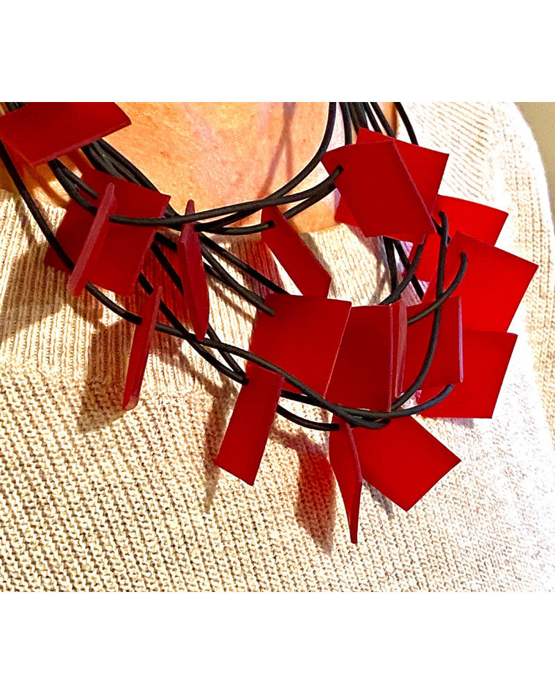 LYDIA BREMER NECKLACE- LB 23B9V- Square- RED