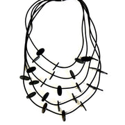 LYDIA BREMER NECKLACE- LB 23B5R- 5 Layered Disks- BLACK