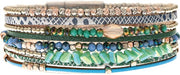RAIN Silver Blue Green Glass Bead Magnetic Bracelet