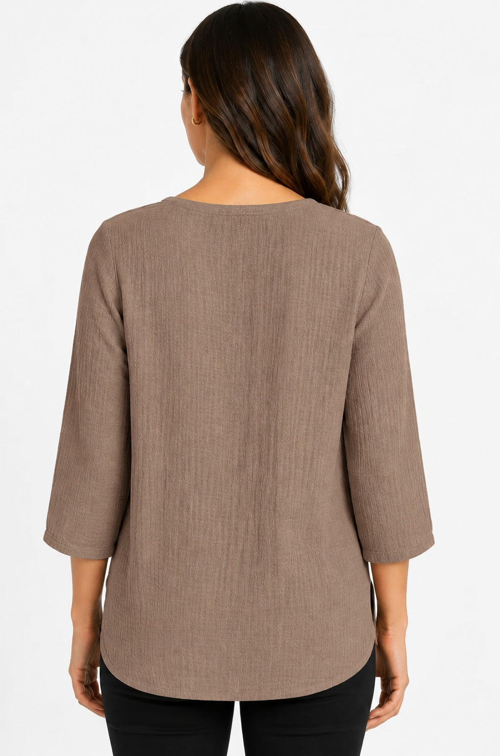 Prairie Cotton by CMC Crinkle Gauze 3/4 Sleeve V-Neck Tunic - CG304