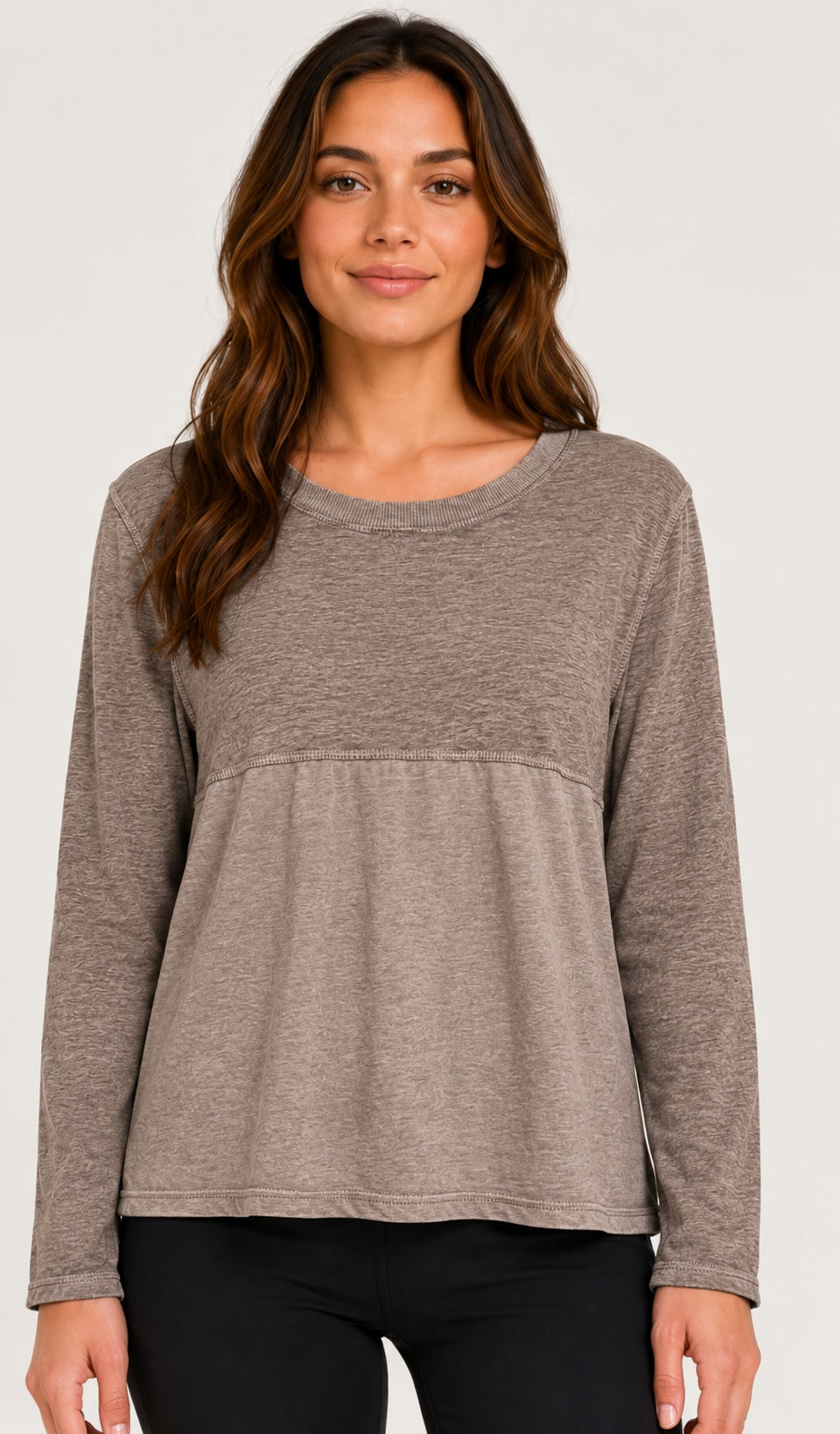 Prairie Cotton by CMC Heather Stretch Terry Contrast Crew Sweatshirt - HST706