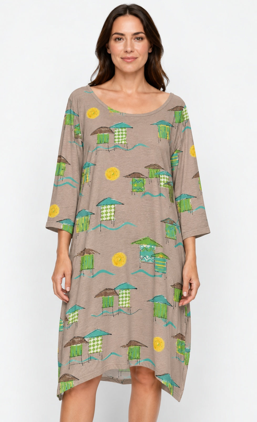 Prairie Cotton by CMC Printed Tulip Dress - BB956/P - JERSEY BORA BORA