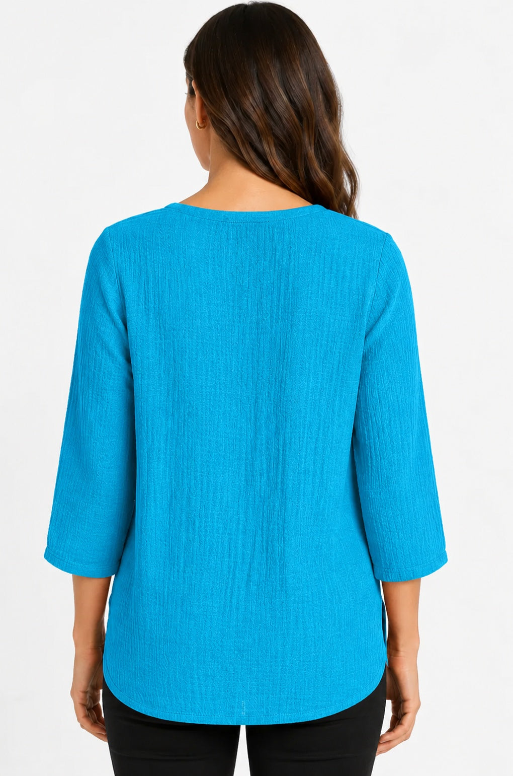 Prairie Cotton by CMC Crinkle Gauze 3/4 Sleeve V-Neck Tunic - CG304
