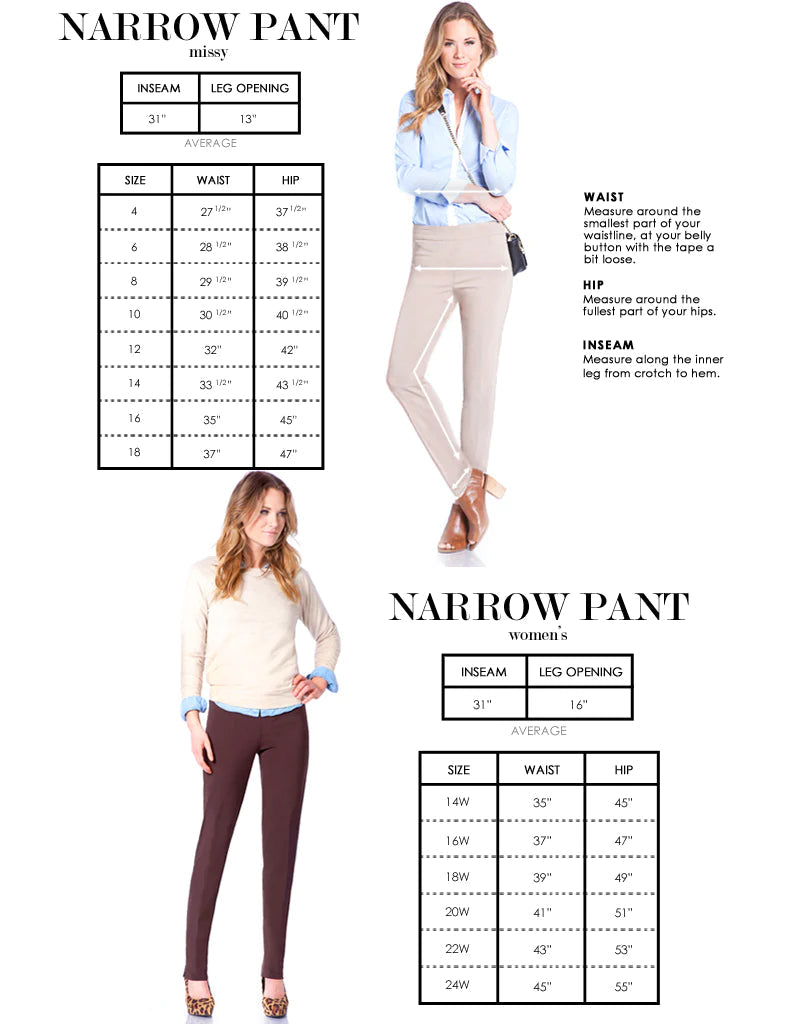 Slimsation LONG/Narrow Women's Wide Band Pull-On Straight Leg Pant With Tummy Control (M2604P)- WHITE