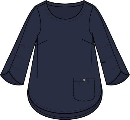 Habitat Soft Rayon Jacquard Pleat Pullover - 30714 - NAVY (NOT SPROUT)