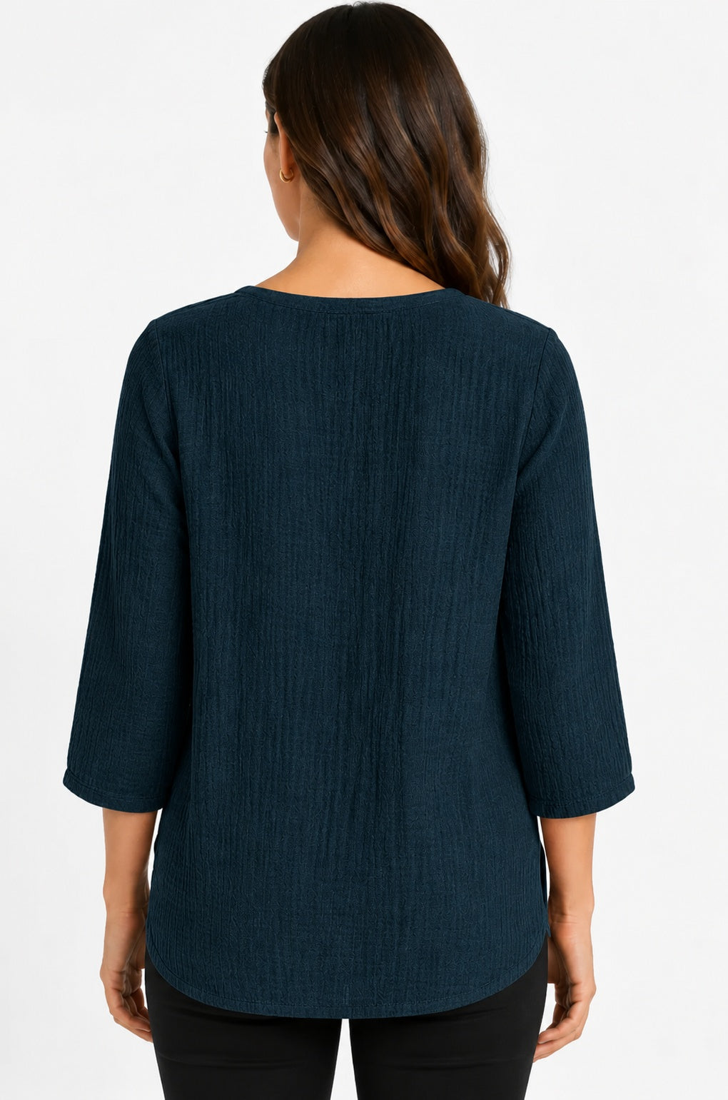 Prairie Cotton by CMC Crinkle Gauze 3/4 Sleeve V-Neck Tunic - CG304