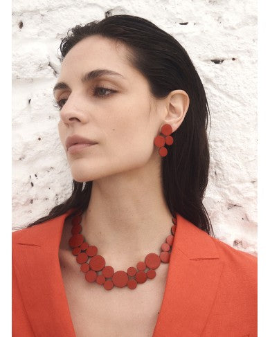ISKIN SISTERS Abstraction Small Red Leather Necklace - ISK EE52LRD - RED