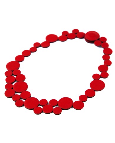 ISKIN SISTERS Abstraction Small Red Leather Necklace - ISK EE52LRD - RED