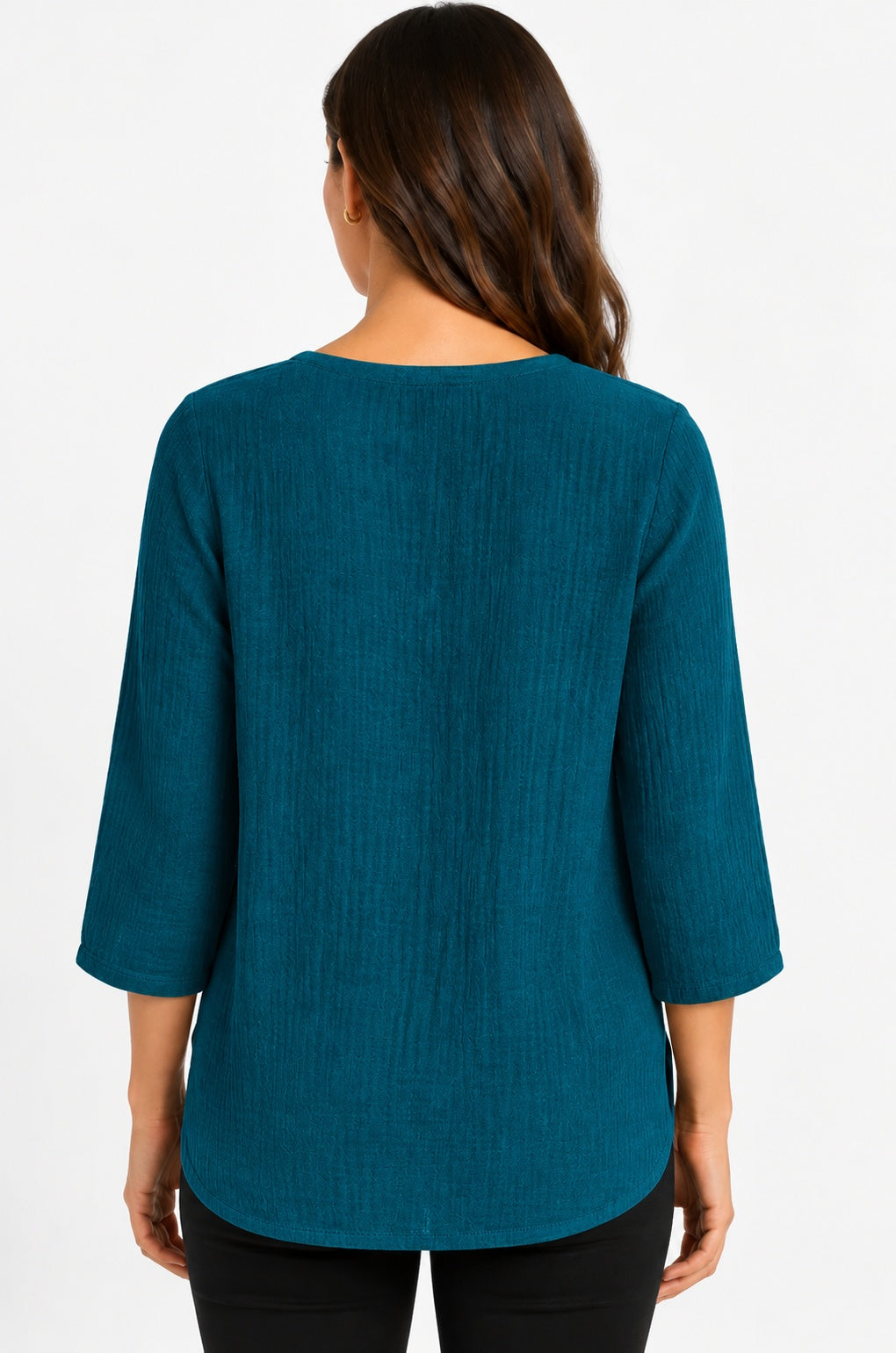 Prairie Cotton by CMC Crinkle Gauze 3/4 Sleeve V-Neck Tunic - CG304