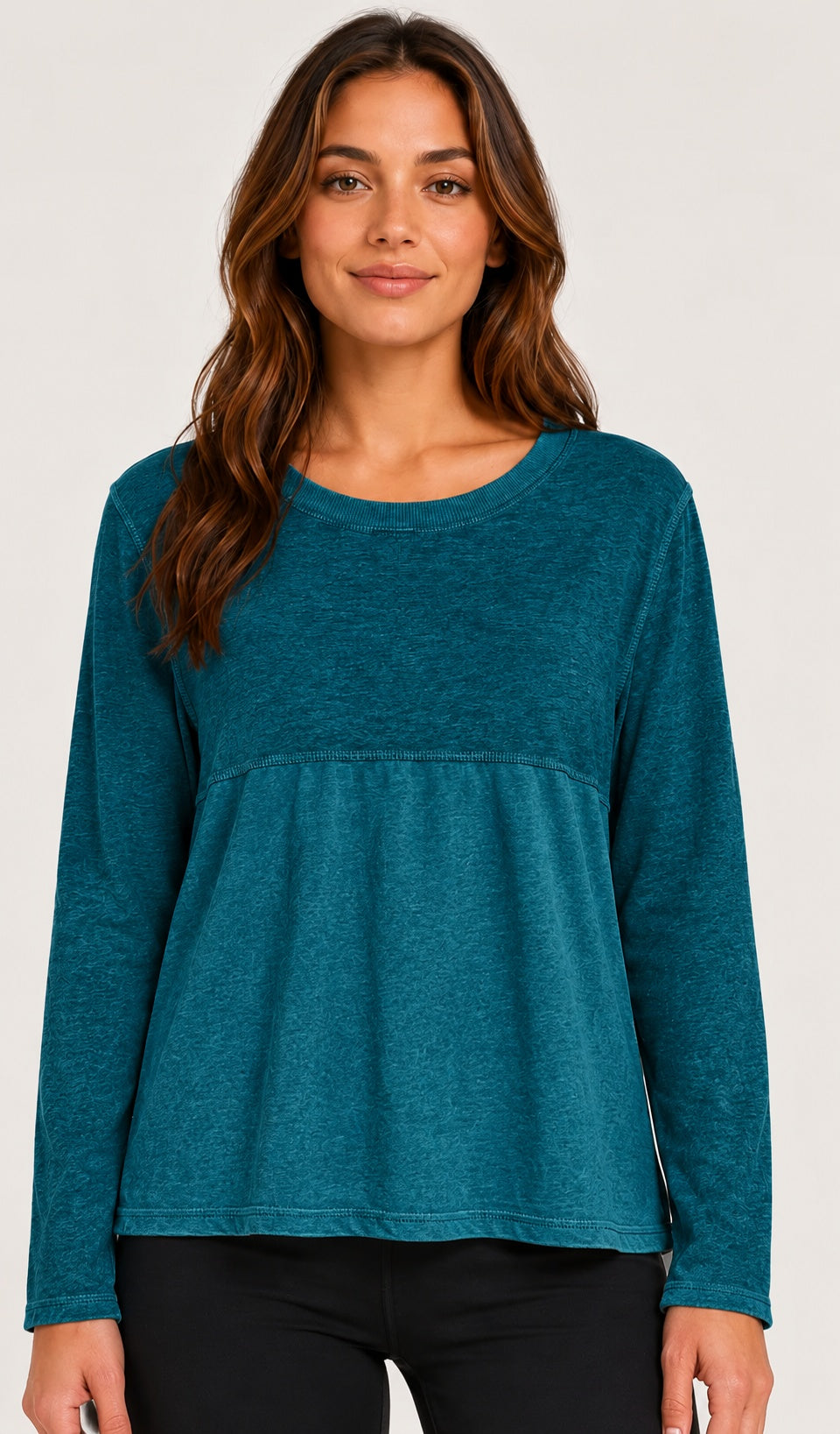 Prairie Cotton by CMC Heather Stretch Terry Contrast Crew Sweatshirt - HST706