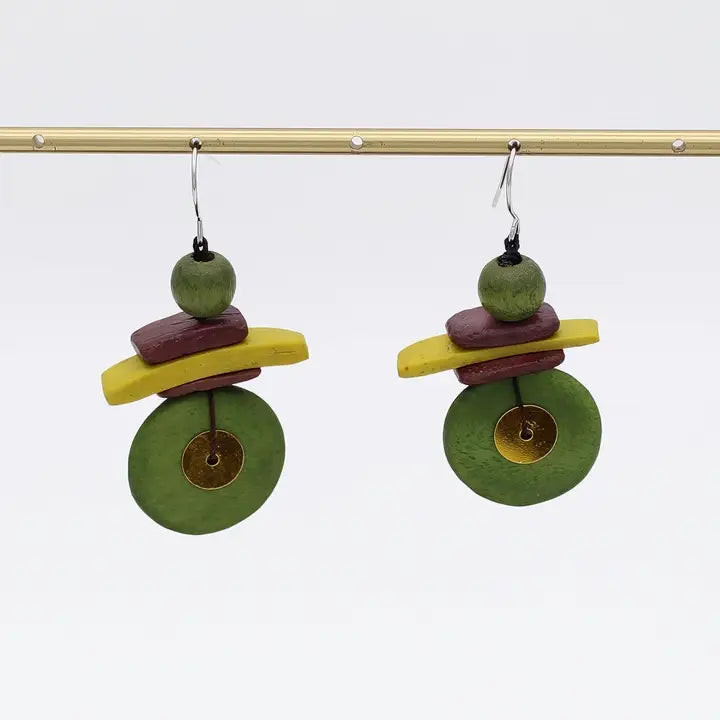 SYLCA Assuta Olive Drop Earrings - BP25E01 - OLIVE
