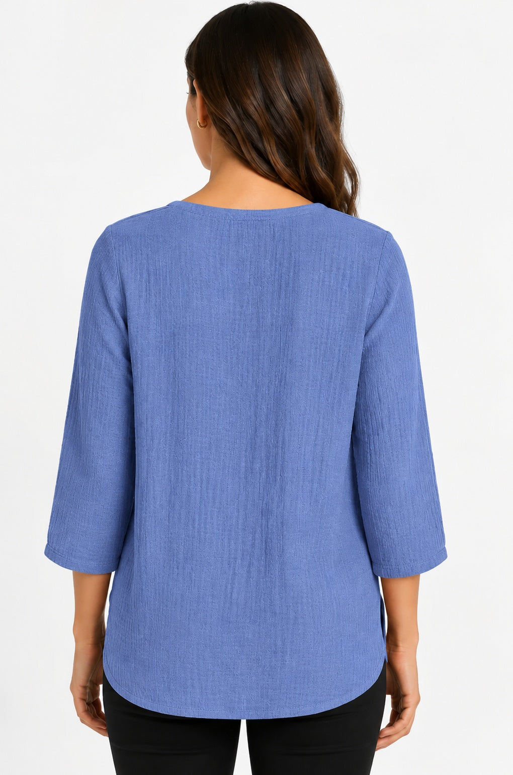Prairie Cotton by CMC Crinkle Gauze 3/4 Sleeve V-Neck Tunic - CG304