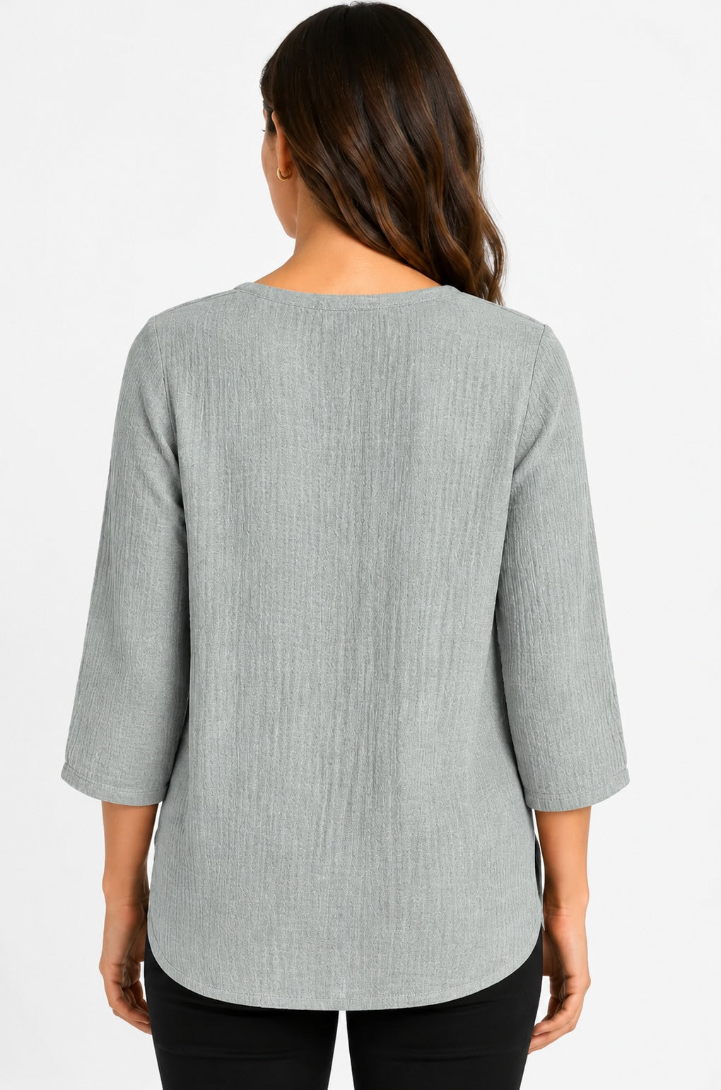 Prairie Cotton by CMC Crinkle Gauze 3/4 Sleeve V-Neck Tunic - CG304