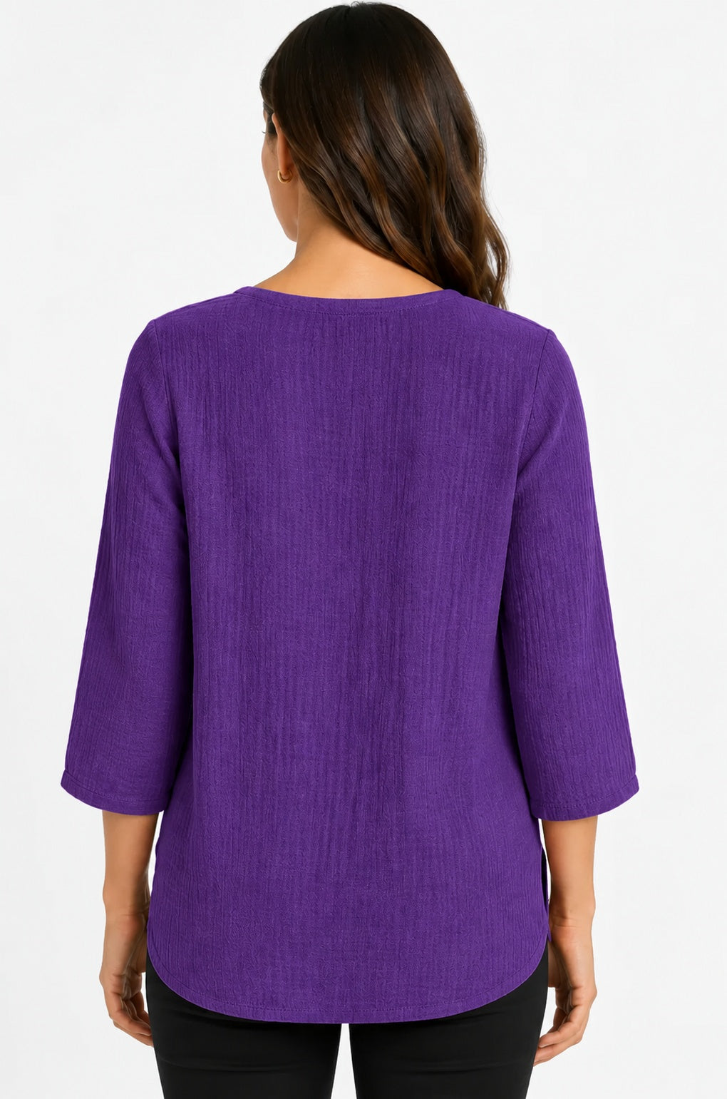 Prairie Cotton by CMC Crinkle Gauze 3/4 Sleeve V-Neck Tunic - CG304