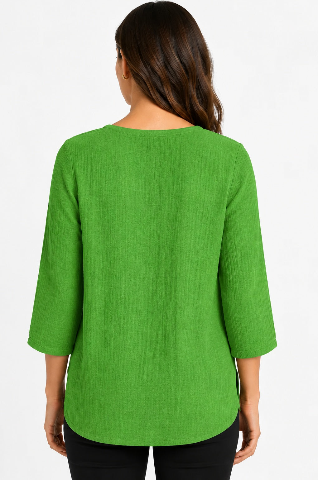 Prairie Cotton by CMC Crinkle Gauze 3/4 Sleeve V-Neck Tunic - CG304