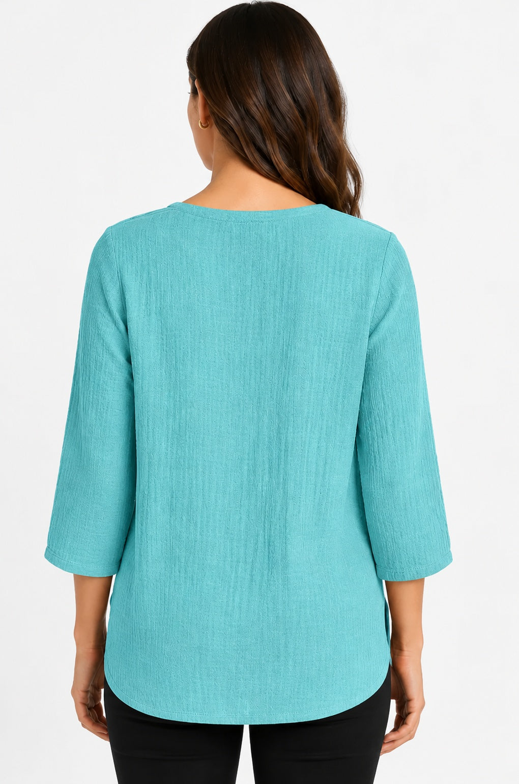 Prairie Cotton by CMC Crinkle Gauze 3/4 Sleeve V-Neck Tunic - CG304