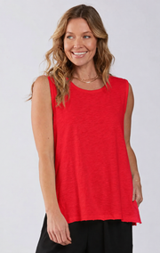 Sydney Project Ray Round Neck Flowy Tank Top - AFT107 - RED