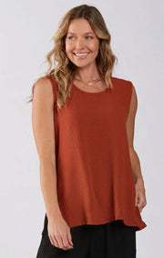 Sydney Project Ray Round Neck Flowy Tank Top - AFT107 - RUST