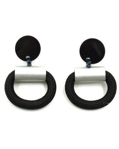 CHRISTINA BRAMPTI EARRINGS - CB-CORD S1553Q BLK/SILVER