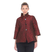 Moonlight Geometric Dotted Jacquard Button Front Jacket - 2455 TAF- RED