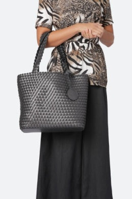 Ilse Jacobsen Reversible Tote - BLACK 08 - BLACK w/ GUNMETAL