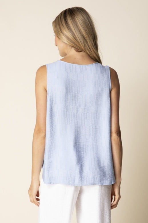 Habitat Soft Rayon Jacquard BTN Layer Tank - 30710 - CORNFLOWER