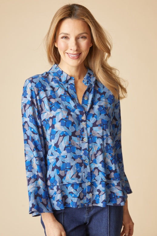 Habitat Rayon Crepe Painted Stones Flounce Shirt - 39320 - TIDE