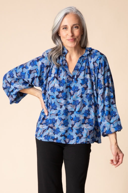 Habitat Rayon Crepe Ruched Collared Shirt - 39325 - TIDE