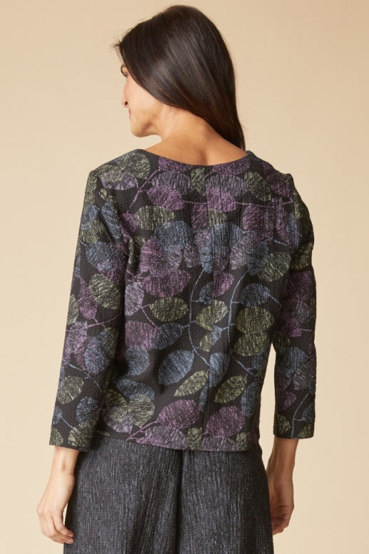 Habitat Crinkle Crepe Leaves Inverted Pleat Top - 21002 - BLACK
