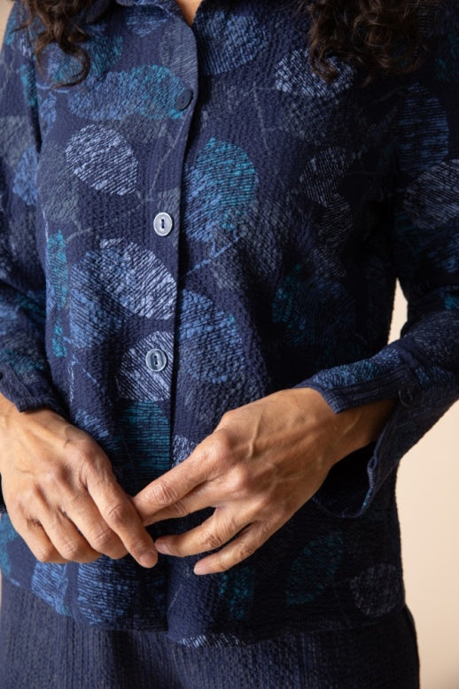 Habitat Crinkle Crepe Leaves Shirt Jacket - 21014 - NAVY