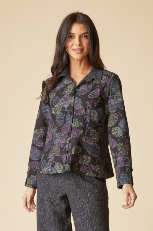 Habitat Crinkle Crepe Leaves Shirt Jacket - 21014 - BLACK