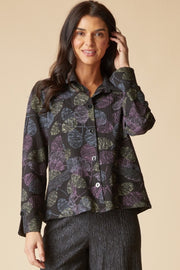 Habitat Crinkle Crepe Leaves Shirt Jacket - 21014 - BLACK